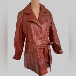 70s Leather Jacket S M Cinnamon Ginger Rust